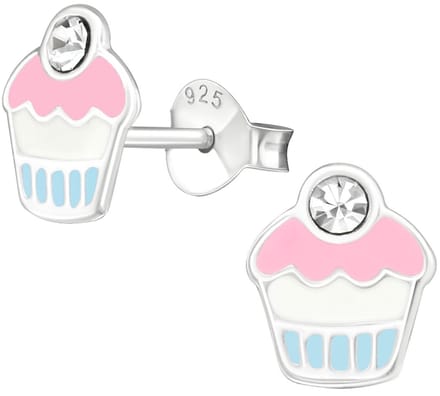 Joy|S - Zilveren cupcake oorbellen - pastel - 7 x 9 mm