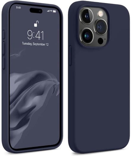 Shockproof Backcover - Liquid Silicone Soft Hoesje - Geschikt voor: iPhone 15 Pro - Navy Blauw