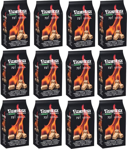 Samba Omdoos Aanmaakblokjes - 12x72 Stuks voor BBQ & Openhaard