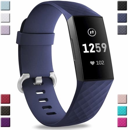 Fitbit Charge 3 silicone band (donkerblauw) - Afmetingen: Maat L