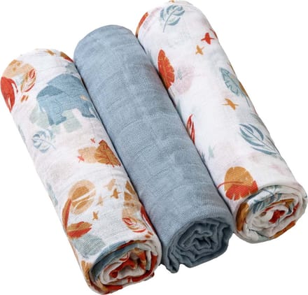 Baby Ono 3 Stuks Blauwgrijs Hydrofiel Luiers