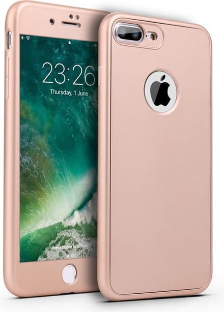 360-graden Frosting TPU Beschermhoesje Set voor iPhone 7 Plus _ Goud