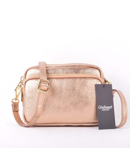 Giuliano lederen schoudertas Clover - Donkergoud - Metallic - Made in Italy