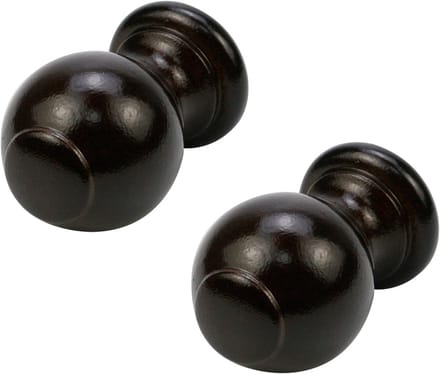 Houten gordijnroede eindkappen bruin 2 stuks