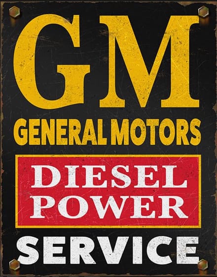 GM Diesel Power. Metalen wandbord 31,5 x 40,5 cm.