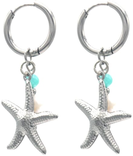 RVS Oorbellen - Zeester - 3.5x1.5cm - Zilver - dames - zomers - trendy - hip