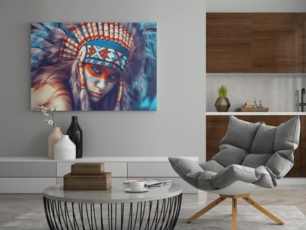 Canvas Schilderij - Vrouw - Indian - Wanddecoratie - 90x60 cm