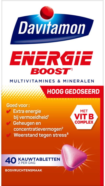 Davitamon - Energie Boost Bosvruchten - 4 x 40 kauwtabletten - Voordeelverpakking