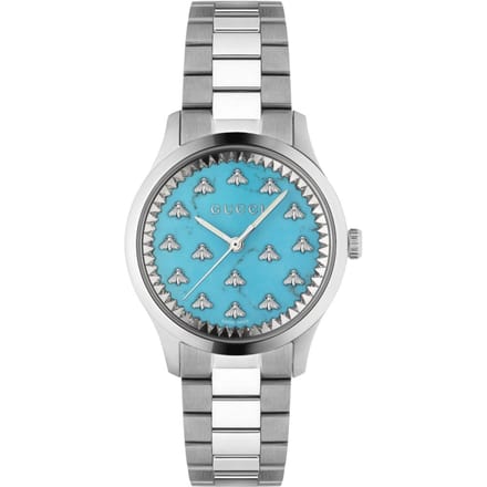 Gucci YA1265044 G-Timeless Unisex horloge met turquoise wijzerplaat