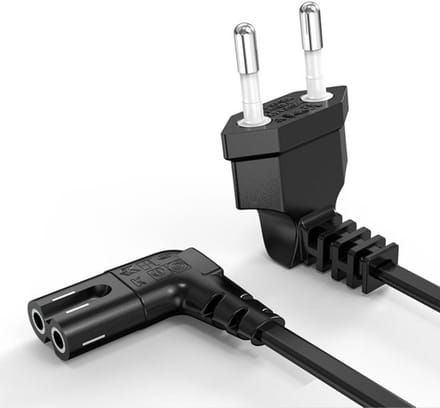 Allecto - Eu Netsnoer 2-pins Stekker Haaks - Stroomkabel voor Tv