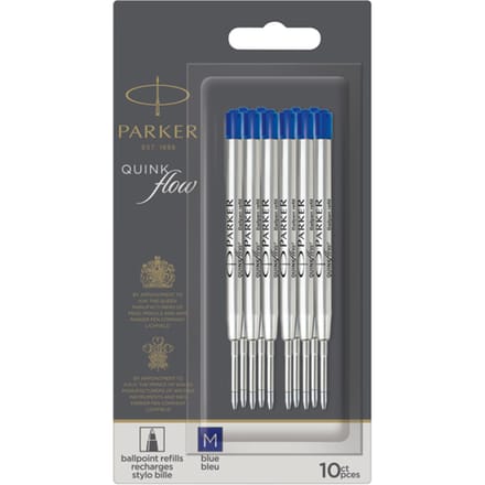 Parker Ballpoint Pen Refills | Medium Point | Blue QUINKflow Ink | 10 Count