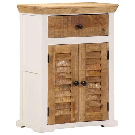 vidaXL - Dressoir - 55x30x73 - cm - massief - ruw - mangohout - wit - en - bruin
