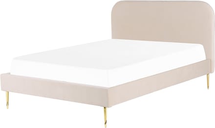 FLAYAT - Tweepersoonsbed - Lichtbeige - 140 x 200 cm - Fluweel