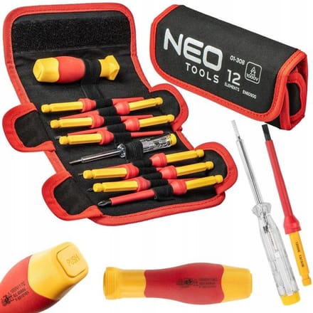 NEO Schroefbits Set 1000V Geïsoleerd, 12 Delig met Spanningstester