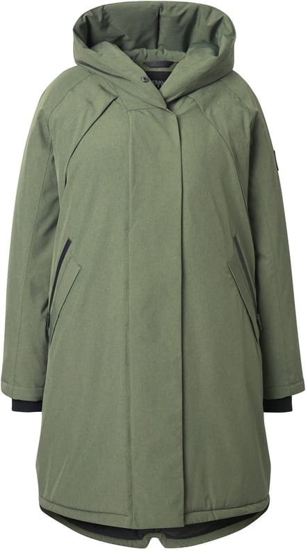 Ulla Popken - Dames - HYPRAR functionele mantel waterdicht capuchon - Rietgroen - Maat 58+