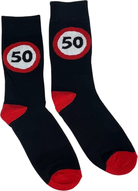 Sokken 50 Jaar – Grappige Verjaardag Versiering & Cadeau – Maat 42-46 – 3BMT®
