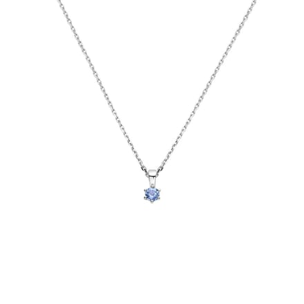 Collier Met Geboortesteen 41 + 4 Cm Zilver Gerhodineerd