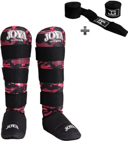 Joya Camo V2 Scheenbeschermers Kinderen – Maat S – Kickboksen – Optimale Bescherming & Comfort – Roze – Incl. Bandage