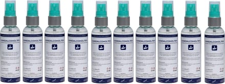 Handalcoholspray 70% - 100 ml met groene verstuiverdop - set van 10 Stuks