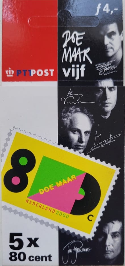 Postzegelboekje nederpop band Doe Maar vijf (5x 80 cent) postfris