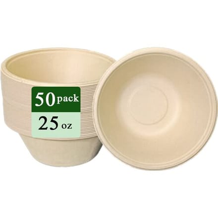 Rui bamboo Ruibamboo wegwerp bamboevezel kom 25oz 50 stuks