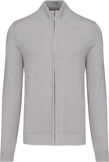 Kariban Heren cardigan met rits K961 - Grey Melange - M