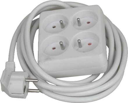Chacon stopcontactenblok 4x16A met wit snoer 3m