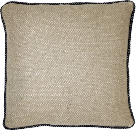 Beige structure recycled wool square cushion