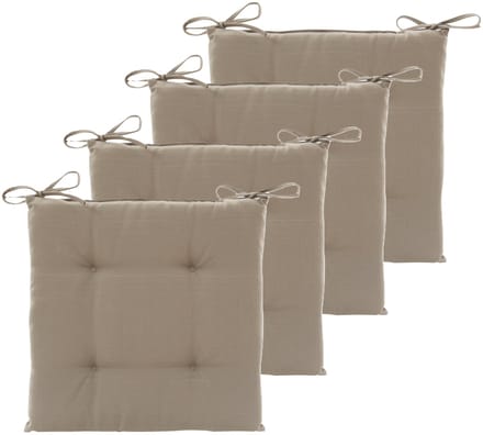 Hespiride Stoelkussen Altea - 4x - 40 x 40 cm - lichtbruin - vierkant - polyester - tuinkussen - buiten