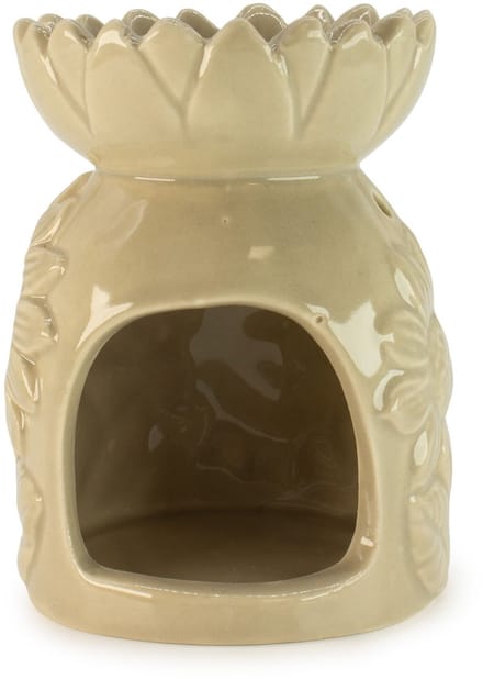 Keramische zonnebloemoliebrander - Pastelbeige