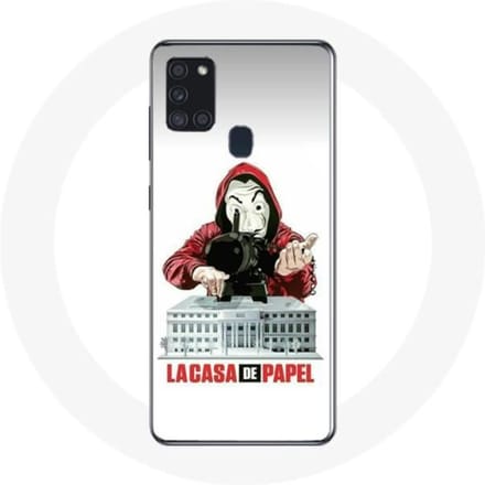 Coque - La Casa de Papel - Galaxy A21S - Masque logo - Souple - Protection chocs blanc
