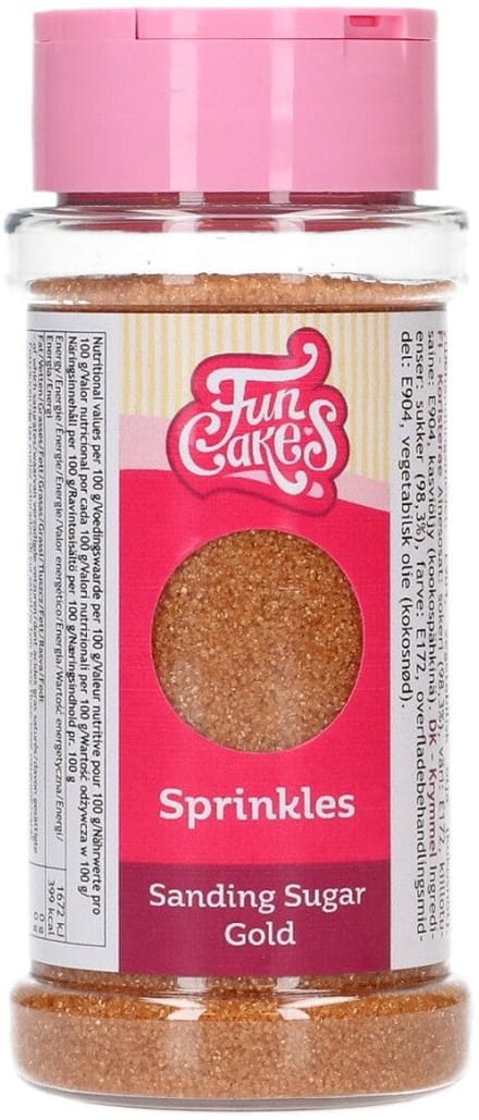 FunCakes Sanding Sugar - Goud - 80g - Gekleurde Suiker - Eetbare Taartdecoratie