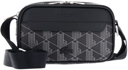 LACOSTE schoudertas The Blend Reporter Bag Monogram Noir Gris zwart