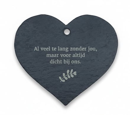 Hart - Ornament van Leisteen – Gepersonaliseerd Cadeau met Tekst – Lasergravure Decoratie