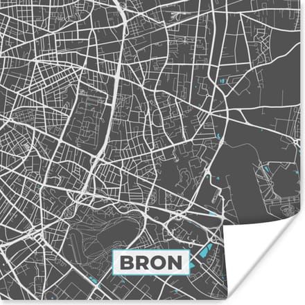 Poster Bron - Frankrijk - Plattegrond - Kaart - Stadskaart - 75x75 cm