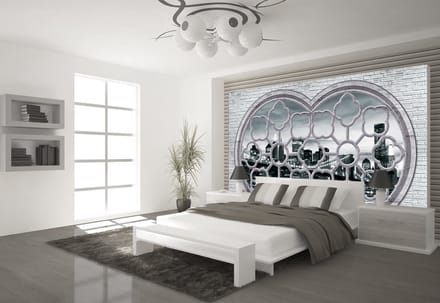 Brick Wall City Skyline Photo Wallcovering