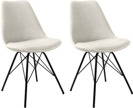 KICK® VELVET Kuipstoelen Wit – Set van 2 – Eetkamerstoelen – Velvet – Zwart Frame