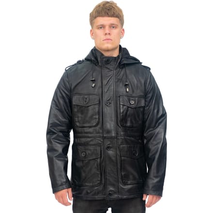 Heren lederen trenchcoat met capuchon-Medellin
