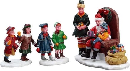 Lemax - Visiting Santa -  Set Of 3 - Kersthuisjes & Kerstdorpen