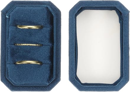 Elegante Velours Ringdoos met 3 Compartimenten, Octagonaal Design voor Sieradenopslag, Verloving en Bruiloft