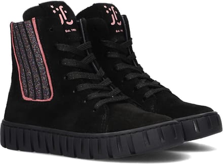 Jochie & Freaks Brune Veterboots - Laarzen Met Veters - Meisjes - Zwart - Maat 24