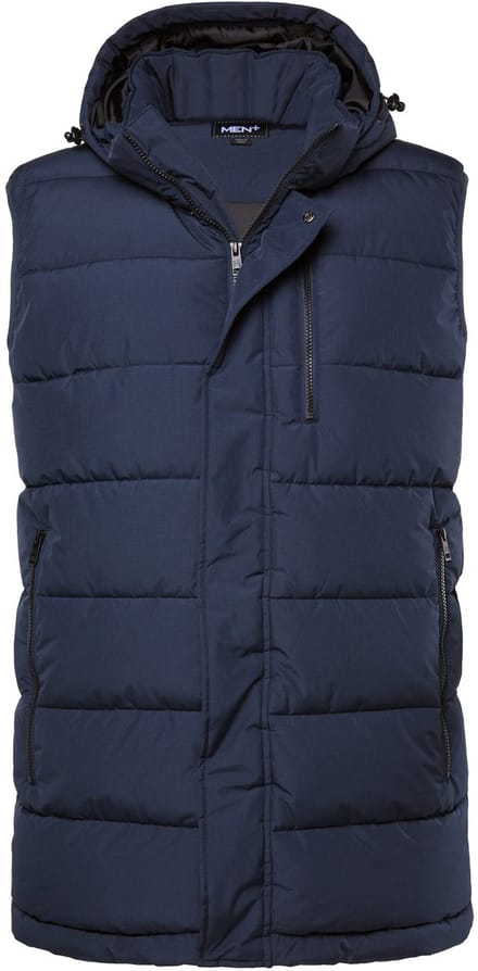 Men Plus - Heren - Gewatteerde bodywarmer capuchon ritszakken - Navy blauw - Maat L