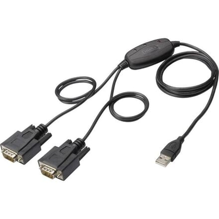 Digitus USB 1.1, Serieel Adapter [1x USB-A 2.0 stekker - 2x D-sub stekker 9-polig] DIGITUS - USB 2.0 zu 2x RS232-Kabel 1.20 m