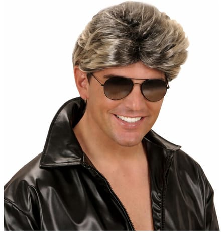 Popster pruik jaren 80 blond/grijs