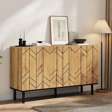 Clruro Dressoir - 120 x 35 x 70 cm - met deuren en reliëffront - Spaanplaat - Zwart