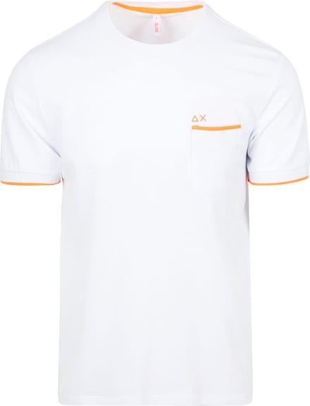 Sun68 Piqué T-Shirt Fluo Stripe Wit - Maat L - Heren