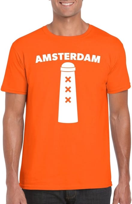 Amsterdam shirt met Amsterdammertje oranje heren S
