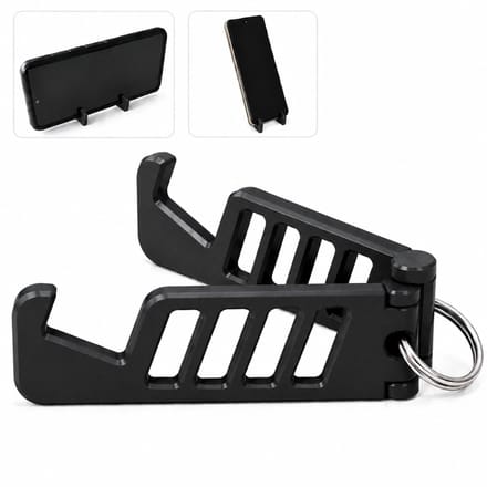 Alvora opvouwbare telefoonhouder sleutelhanger - Smartphone standaard geschikt voor iPhone, Samsung en Android telefoons - Zwart