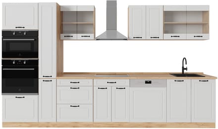 Vicco R-Line Complete keuken – 350 cm, WB Eik Wit landhuis/gouden eik