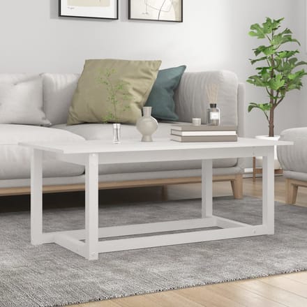vidaXL - Salontafel - 110x55x45 - cm - massief - grenenhout - wit